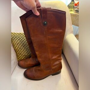 Frye Melissa Button boot, cognac, size 8.